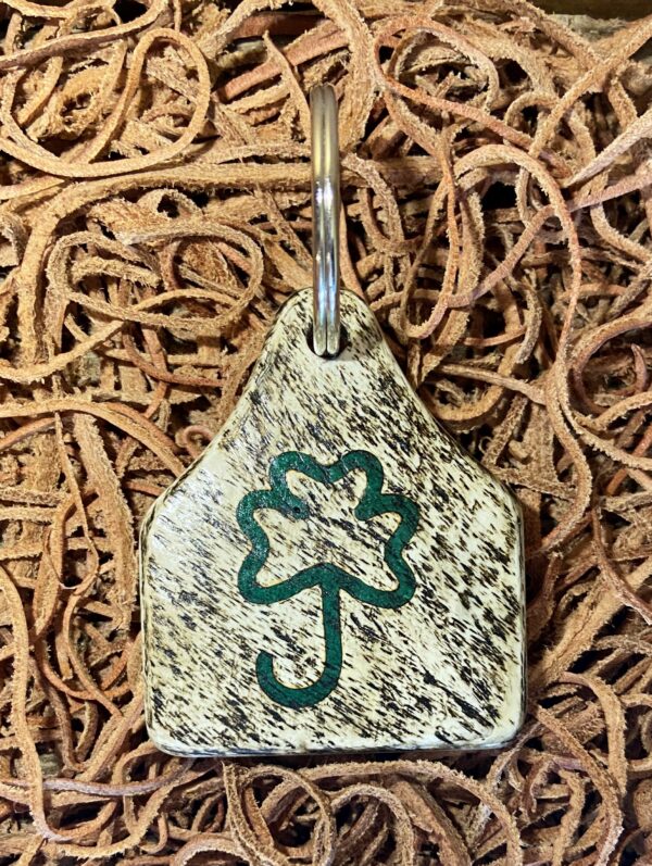 keychain pendant with green inlay